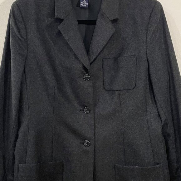 EUC Vtg Wool Cashmere Blazer Lands' End Charcoal 10P - Picture 3 of 6